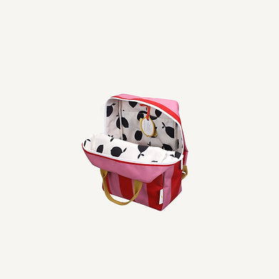 Medium Backpack Stripes | Red Apple + Rosebay Pink