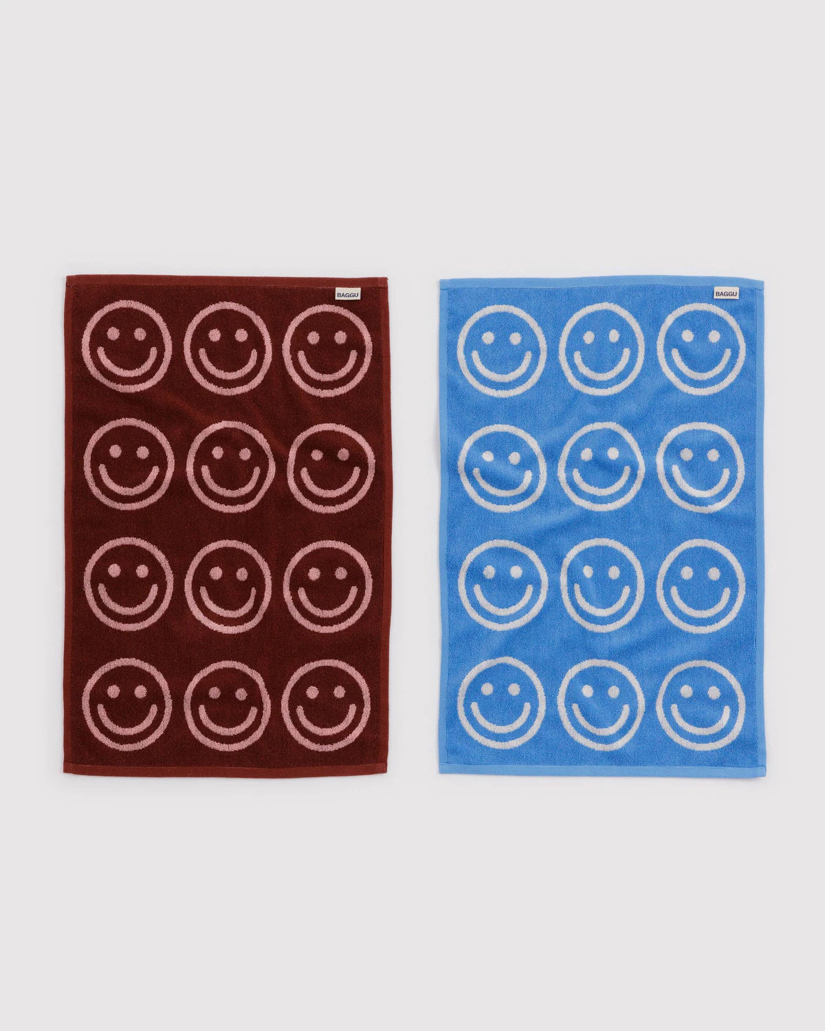 Hand Towel Set of 2 | Sky Blue & Blush Happy