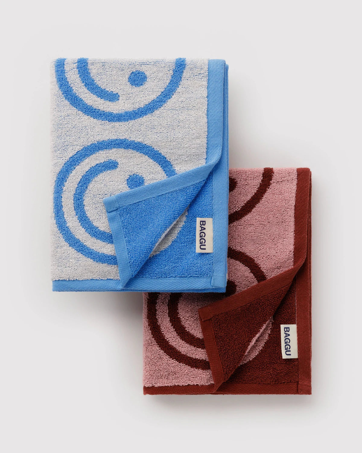 Hand Towel Set of 2 | Sky Blue & Blush Happy