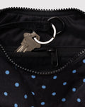 Small Crescent Bag | Black and Sky Blue Micro Dot