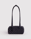 Small Bowler Bag | Black and Sky Blue Micro Dot