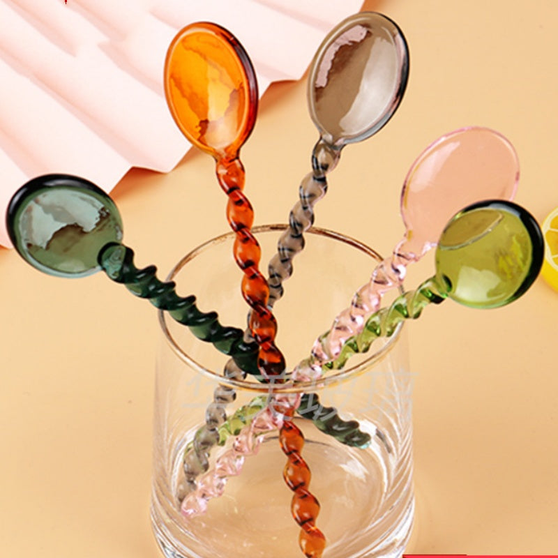 Twist Glass Spoons | Various Colours