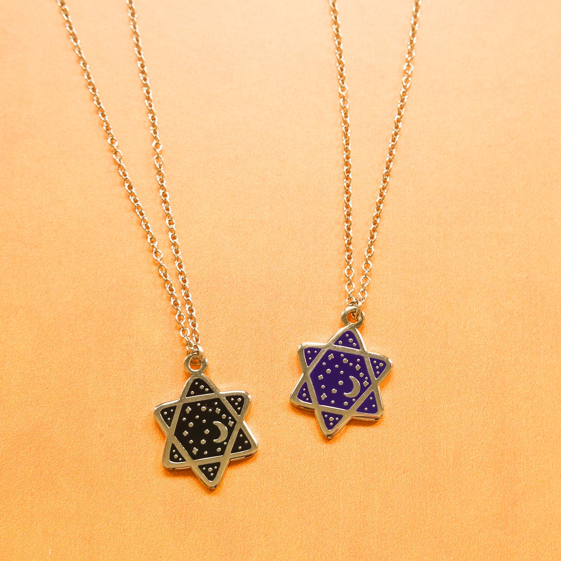 Mini Cosmic Magen David Necklace | Black