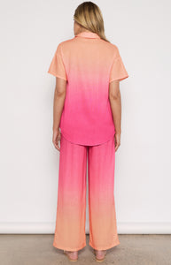 Linen Ombre Shirt & Pant Set | Pink