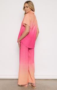 Linen Ombre Shirt & Pant Set | Pink