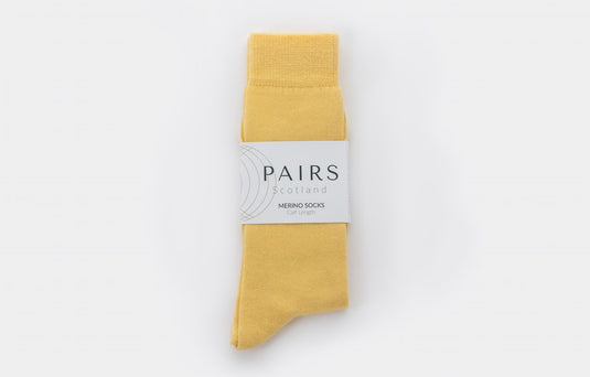 Merino Calf Length Socks | Yellow