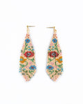 Beaded Handwoven Wildflower Fringe Earrings | Tan