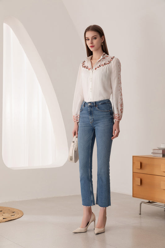 Alienor Beaded Blouse | White