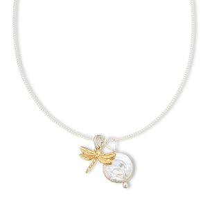 dragonfly and pearl | amulet necklace