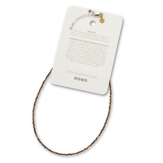 Silver & Tigers Eye Empower Gem Necklace | Luck