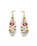 Beaded Handwoven Wildflower Fringe Earrings | White