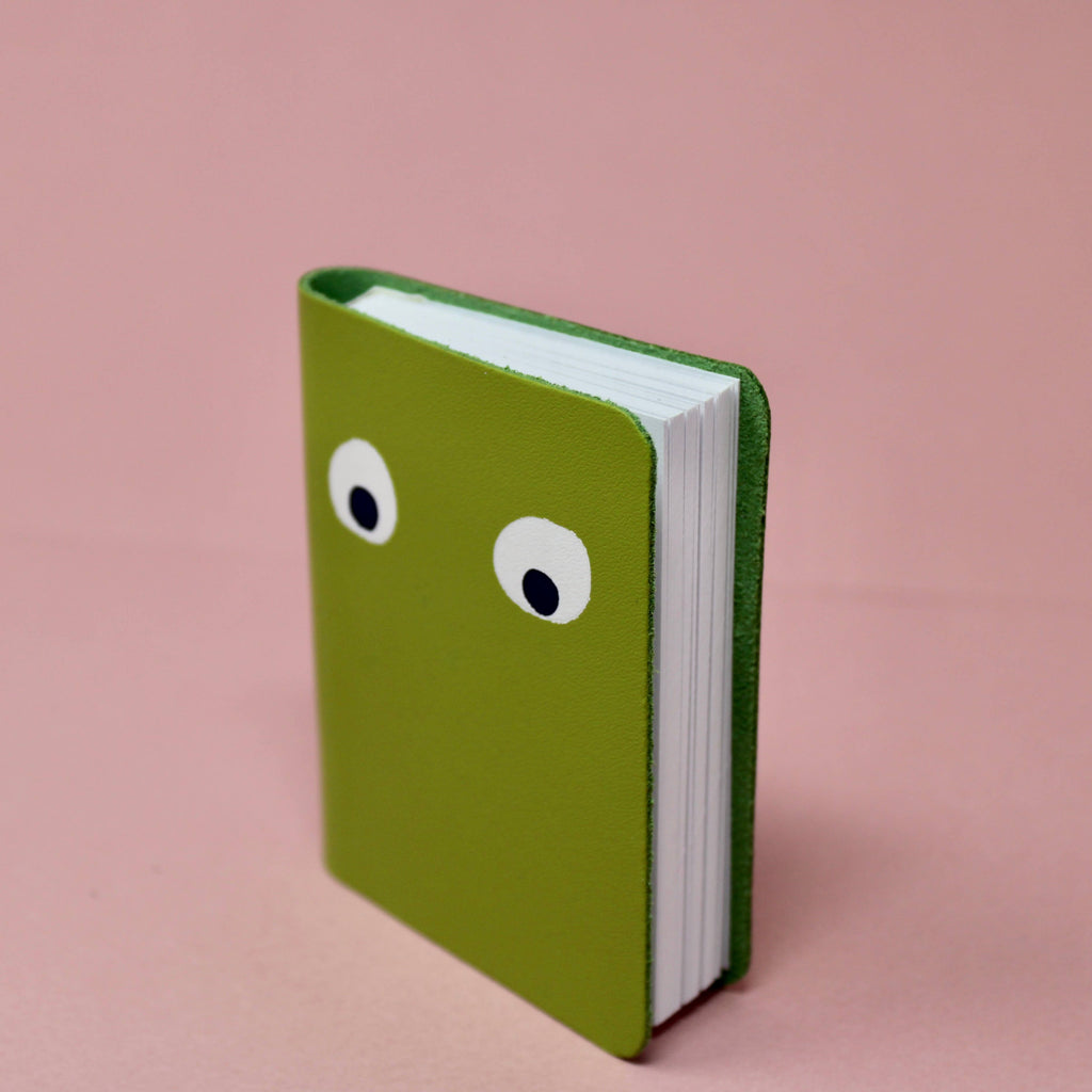 Googly Eye Mini Leather Notebook | Apple Green