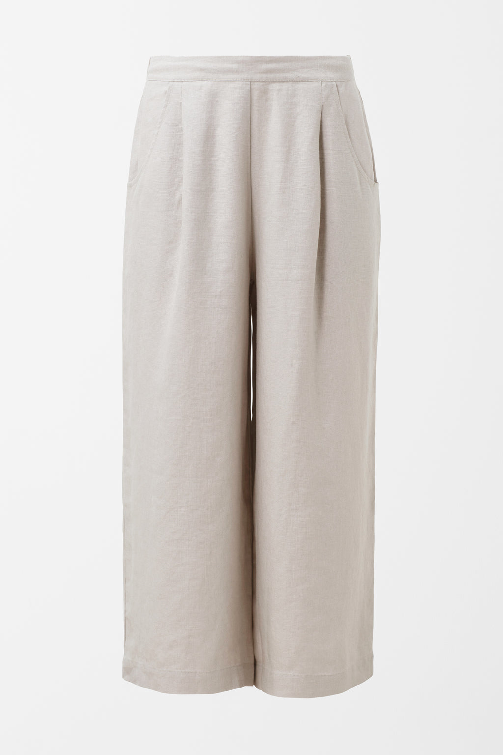 Ilona Wide Leg Cropped Linen Pant | Flax