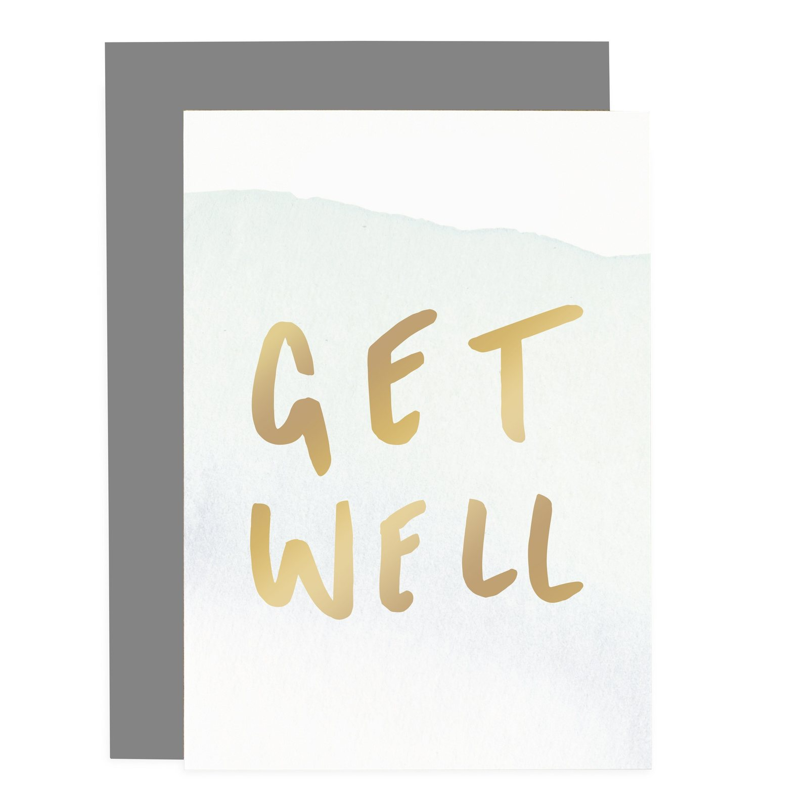 Get Well (Gold writing on white card)