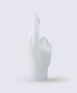 Crossed Fingers Hand Gesture Candle | White