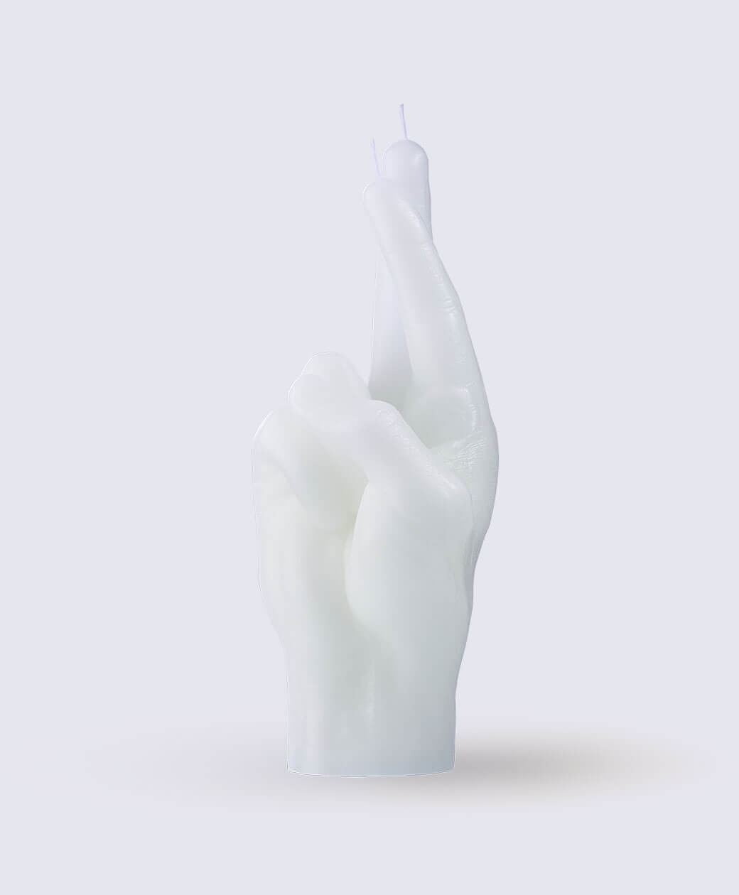 Crossed Fingers Hand Gesture Candle | White