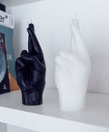 Crossed Fingers Hand Gesture Candle | White