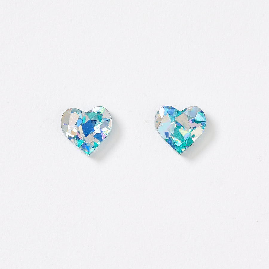 Heart Stud Earrings | Aqua