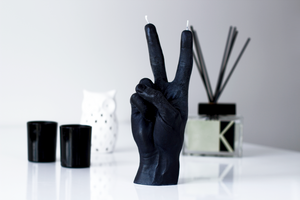 Peace Hand Gesture Candle | Black