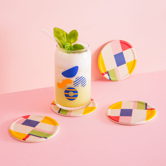 Bamboo Coaster Set | Colourblock