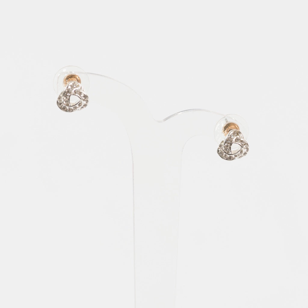Silver Crystal Knot Post Earrings