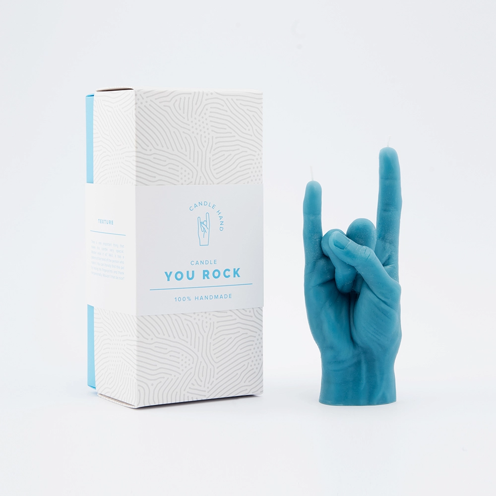You Rock Hand Gesture Candle | Blue