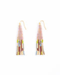 Beaded Handwoven Abstract Fringe Earrings | Lilac