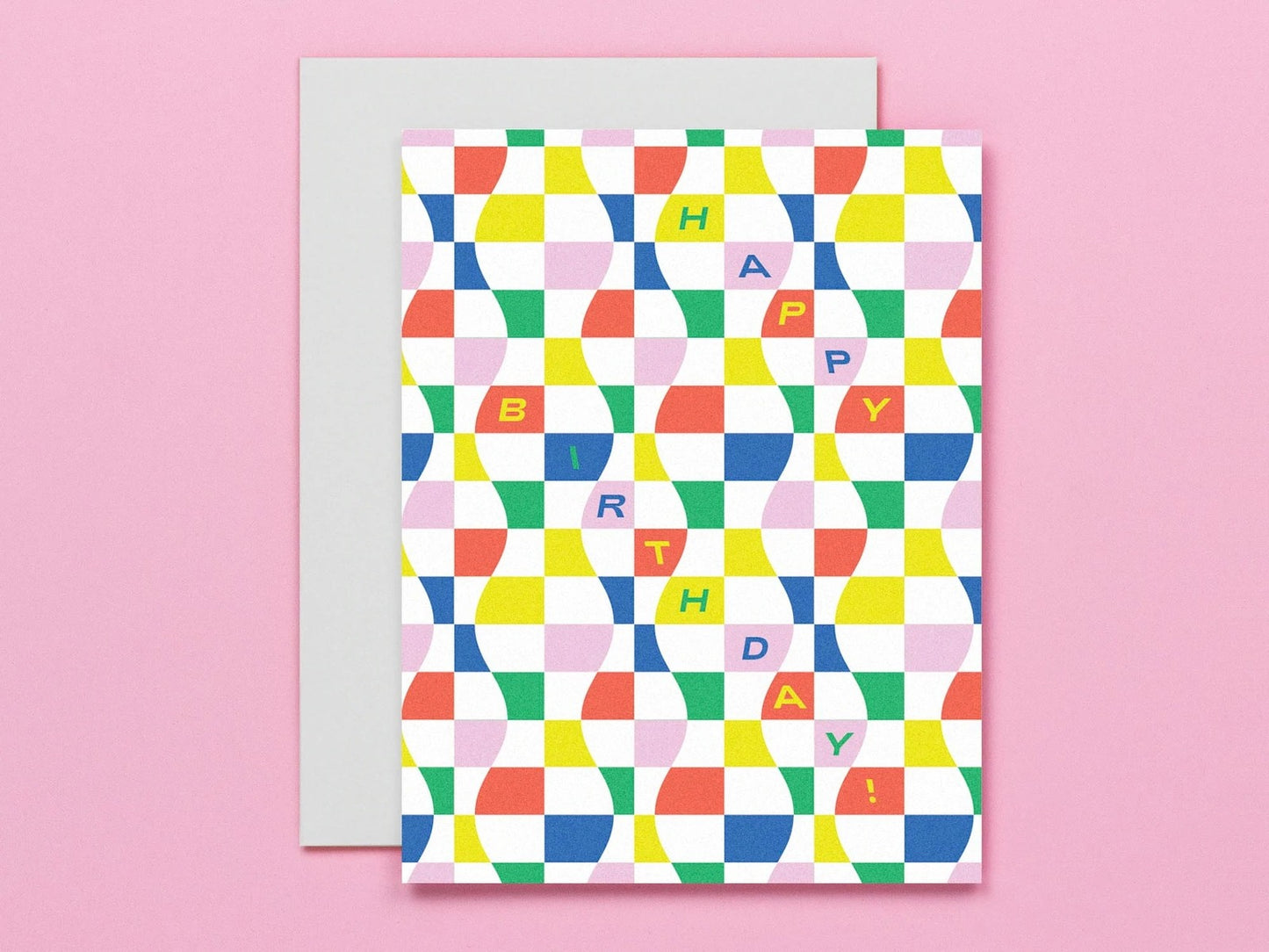 Wavy Checkers Birthday Card