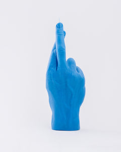 Crossed Fingers Hand Gesture Candle | Blue