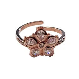 5 Petal Flower Ring | Rose Gold / Clear