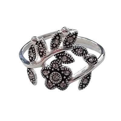 Leaf & Flower Ring | Silver