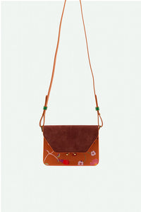 shoulder bag |  floral • croissant brown