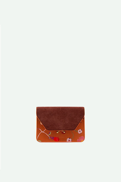 shoulder bag |  floral • croissant brown