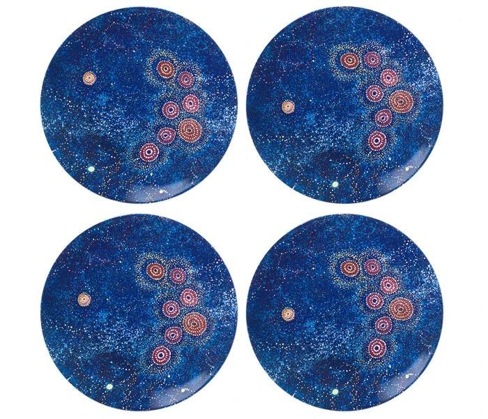 Aboriginal Art Set of 4 Melamine Plate Set | Alma Granites