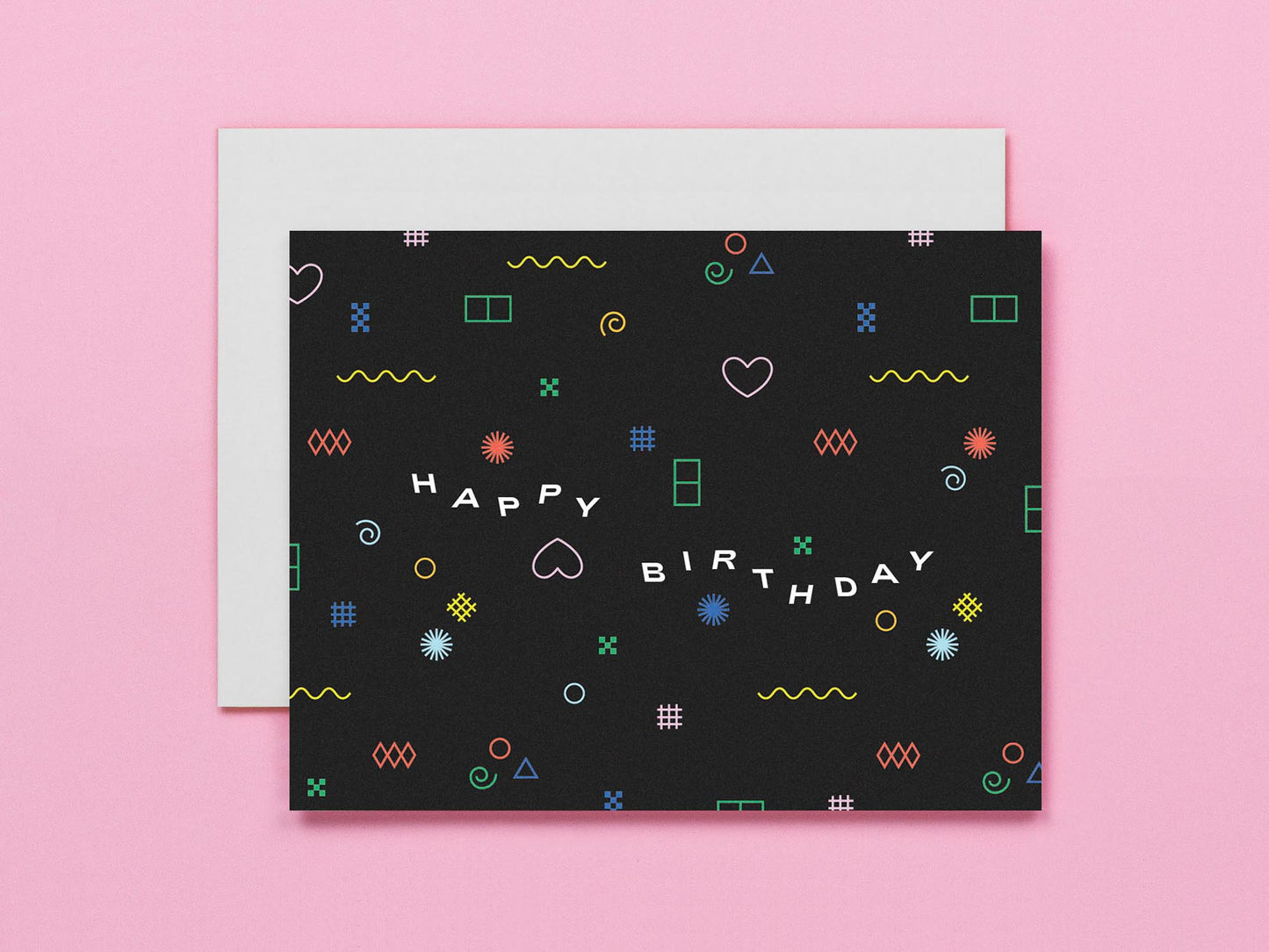 Neon Lights Pattern Happy Birthday