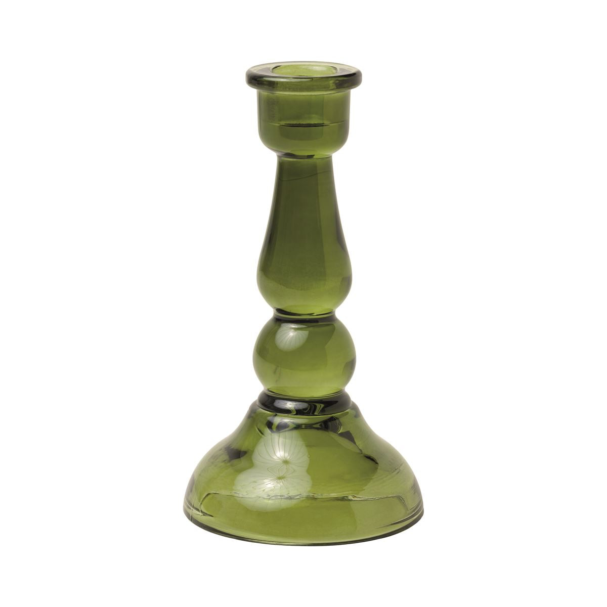 Pillar Glass Candle Holder | Dark Green